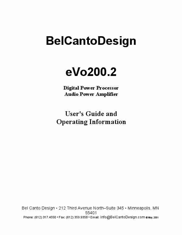 Bel Canto Design Stereo Amplifier eVo200 2-page_pdf